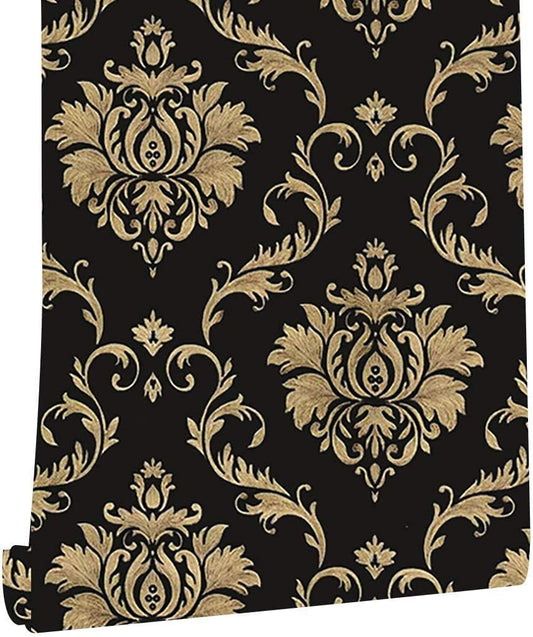 #8001 - Black Damask Wall Paper