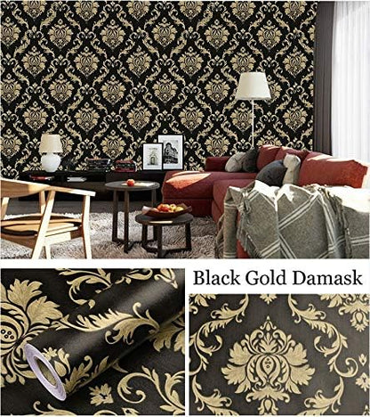 #8001 - Black Damask Wall Paper