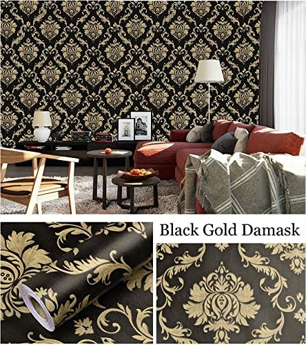 #8001 - Black Damask Wall Paper