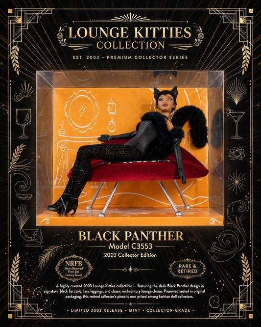 RARE 2003 Lounge Kitties BLACK PANTHER Barbie C3553 NRFB - Factory Sealed w/ Chaise Lounge